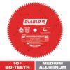 DIABLO D1080N 10in. x 80-Teeth Aluminum Saw Blade for Medium Non-Ferrous Metal and Plastics