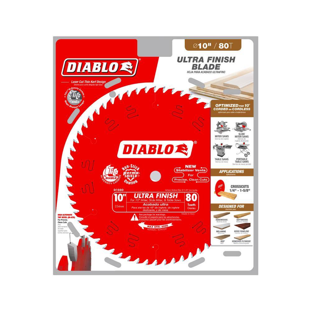 DIABLO D1080X 10in. x 80-Tooth Ultra Finish Saw Blade for Wood6