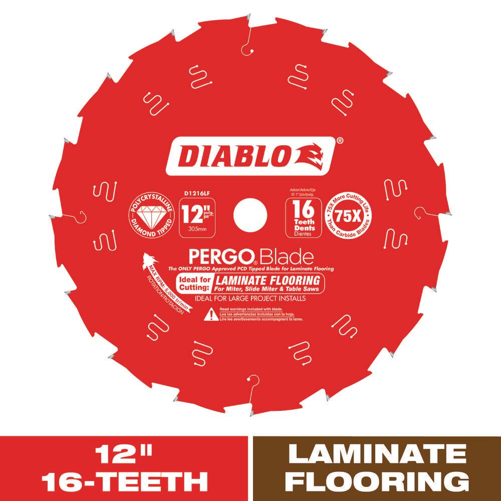 DIABLO D1216LF 10in. x 12-Teeth PergoBlade Saw Blade for Laminate and Wood Flooring DIABLO D1216LF 10in. x 12-Teeth PergoBlade Saw Blade for Laminate and Wood Flooring