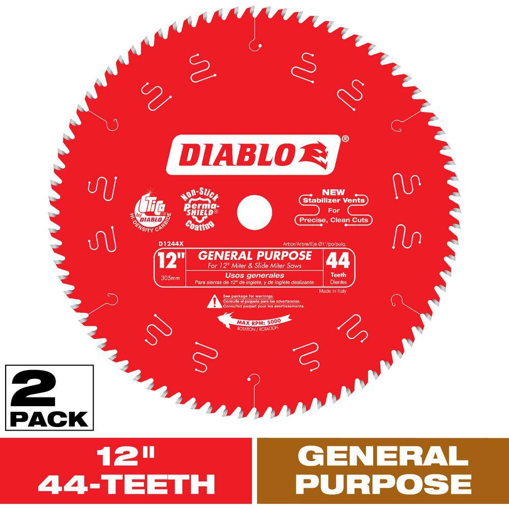 DIABLO D124444VP 12 in. x 44-Tooth General Purpose Circular Saw Blade Value Pack (2-Pack) DIABLO D124444VP 12 in. x 44-Tooth General Purpose Circular Saw Blade Value Pack (2-Pack)