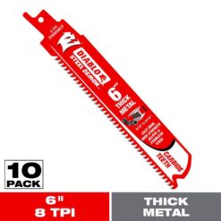DIABLO DS0608CF10 6 in. 8 TPI Steel Demon Carbide Teeth Reciprocating Saw Blades for Thick Metal (10-Pack)