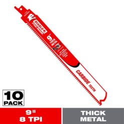 DIABLO DS0908CF10 9 in. 8 TPI Steel Demon Carbide Teeth Reciprocating Saw Blades for Thick Metal (10-Pack)