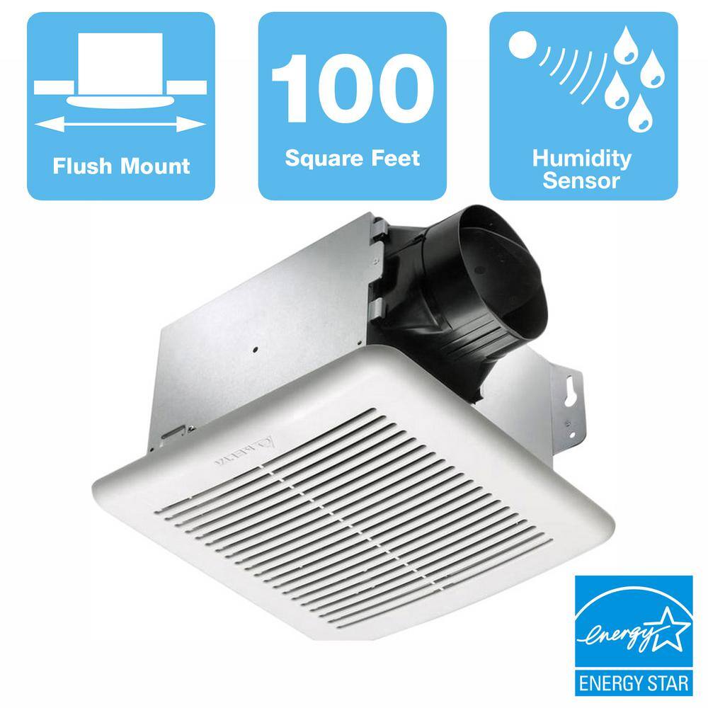 Delta Breez GBR100H GreenBuilder Series 100 CFM Wall or Ceiling Bathroom Exhaust Fan with Adjustable Humidity Sensor, ENERGY STAR1