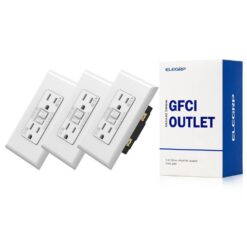 ELEGRP EG19S15TW-0103 GFCI Outlet Self-Test, 15 Amp 125V Weather Resistant Duplex wall outlet, Wall Plate included, UL Listed, Matte White 3PC