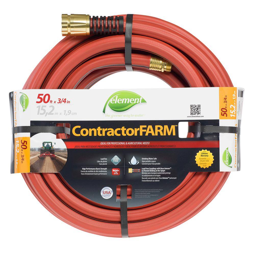 Element CELCF34050 ContractorFarm 3 4 in. x 50 ft. Heavy Duty Contractor Water Hose Element CELCF34050 ContractorFarm 3/4 in. x 50 ft. Heavy Duty Contractor Water Hose