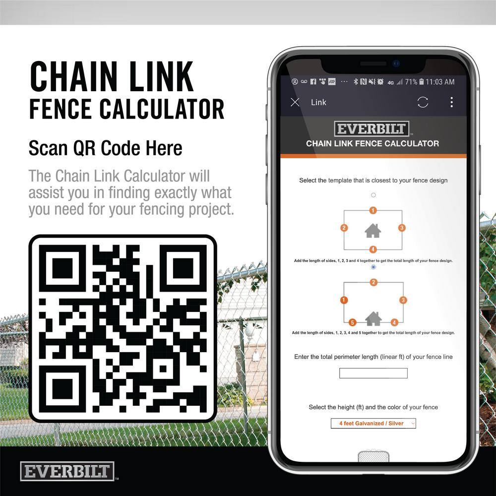 Everbilt 308706EB 6 ft. x 50 ft. 11.5- Gauge Galvanized Steel Chain Link Fence Fabric1