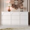 FUFU&GAGA KF210276-01 9-Drawer White Wood Dresser Chest of Drawer Modern Style 31.5 in. H x 63 in. W x 13.7 in. D