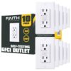 Faith GLS-15A-WH-10 15 Amp 125-Volt GFCI Duplex Outlet, GFI Receptacle with Indicator Light, Wall Plate Included, White (10-Pack)