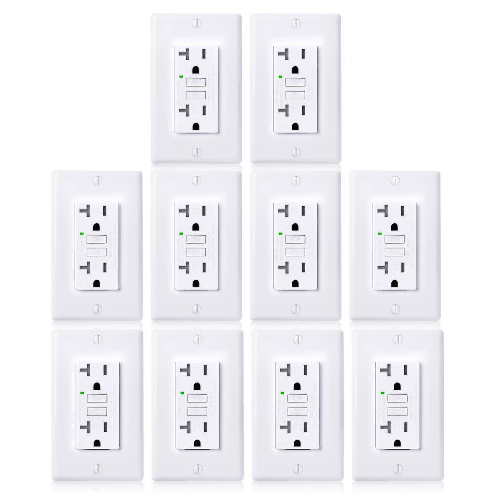 Faith GLS-20ATR-WH-10 20-Amp 125-Volt GFCI Duplex Tamper Resistant Outlet, GFI Receptacle with Indicator Light and Wall Plate, White (10-Pack) Faith GLS-20ATR-WH-10 20-Amp 125-Volt GFCI Duplex Tamper Resistant Outlet, GFI Receptacle with Indicator Light and Wall Plate, White (10-Pack)
