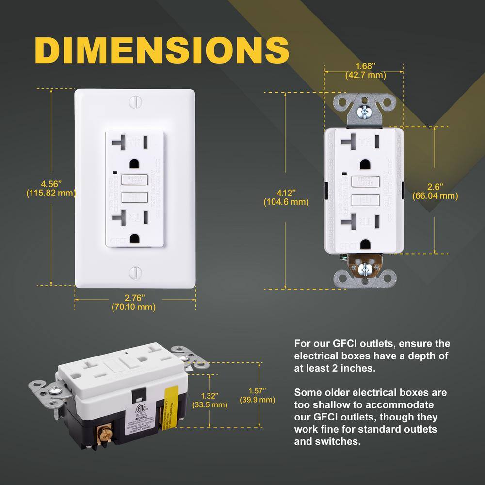 Faith GLS-20ATR-WH-10 20-Amp 125-Volt GFCI Duplex Tamper Resistant Outlet, GFI Receptacle with Indicator Light and Wall Plate, White (10-Pack)2