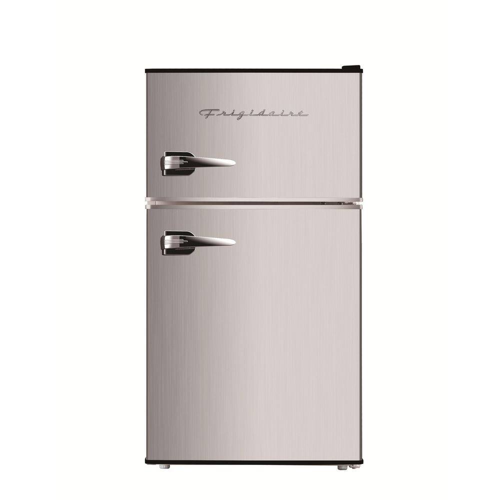 Frigidaire EFR391 3.2 cu. ft. Retro 2-Door Mini Refrigerator in Platinum Design with Top Freezer Frigidaire EFR391 3.2 cu. ft. Retro 2-Door Mini Refrigerator in Platinum Design with Top Freezer