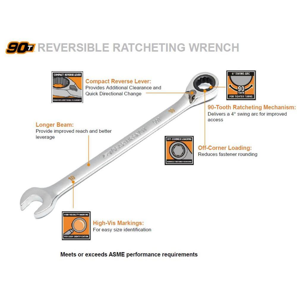 GEARWRENCH 86627 Metric 12-Point 90-Tooth Reversible Ratcheting Wrench Set with Rack (12-Piece)1