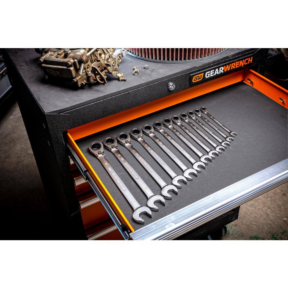 GEARWRENCH 86627 Metric 12-Point 90-Tooth Reversible Ratcheting Wrench Set with Rack (12-Piece)3