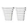 GEARWRENCH 86698-06 SAE/MM 90-Tooth Pro Combination Ratcheting Wrench Tool Set with Tray (18-Piece)