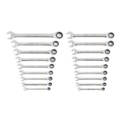 GEARWRENCH 86698-06 SAE/MM 90-Tooth Pro Combination Ratcheting Wrench Tool Set with Tray (18-Piece)