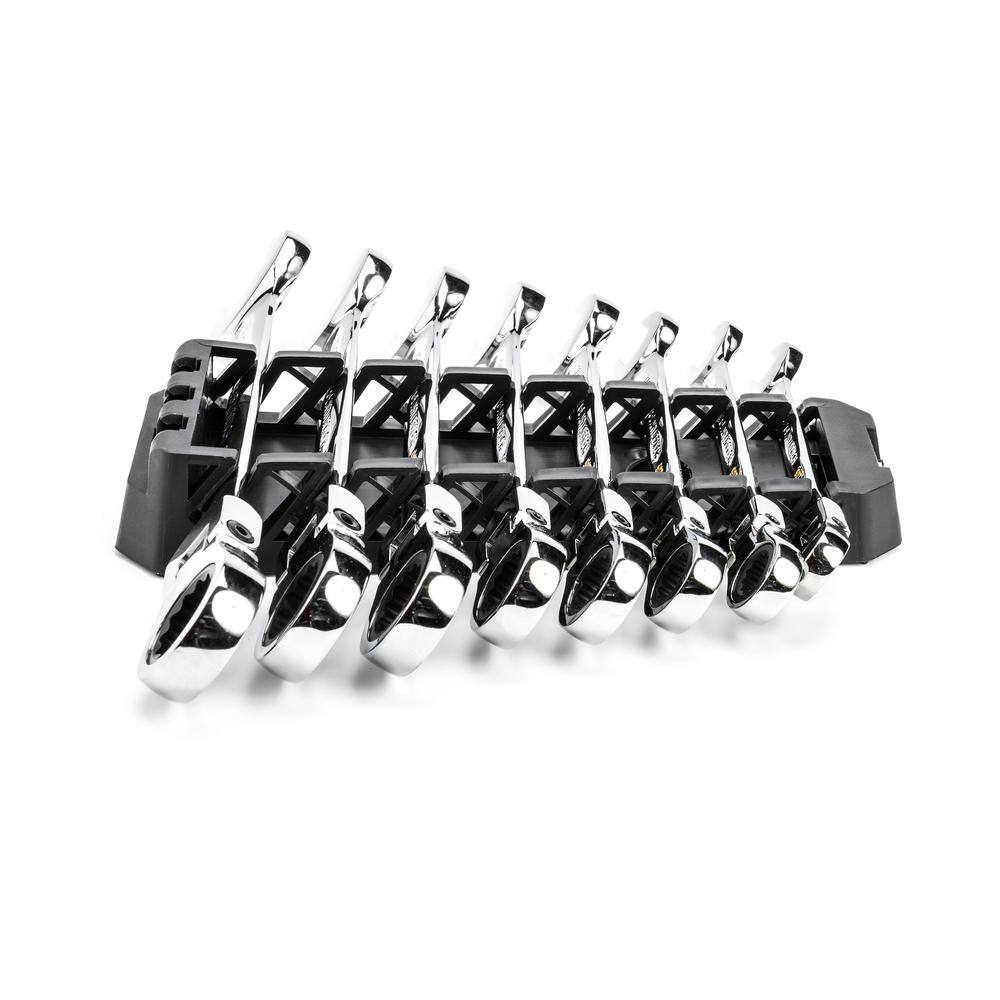 GEARWRENCH 86795 90-Tooth SAE Ratcheting Flex-Head Combination Wrench Set with Tray (8-Piece)134