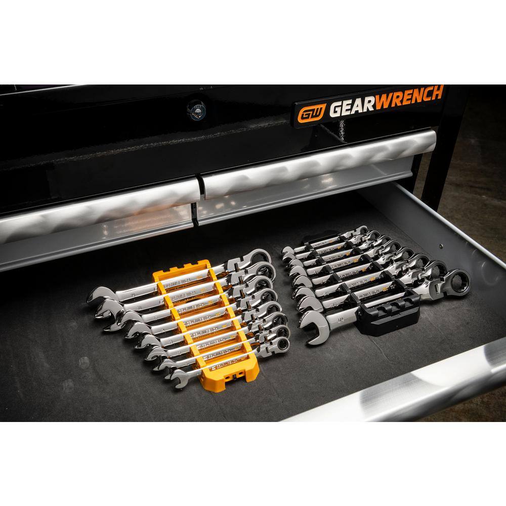 GEARWRENCH 86795 90-Tooth SAE Ratcheting Flex-Head Combination Wrench Set with Tray (8-Piece)15