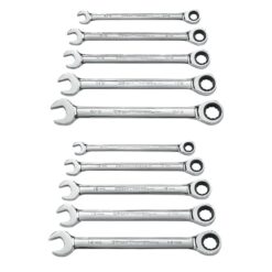 GEARWRENCH 9418 SAE/Metric 72-Tooth Combination Ratcheting Wrench Tool Set (10-Piece)
