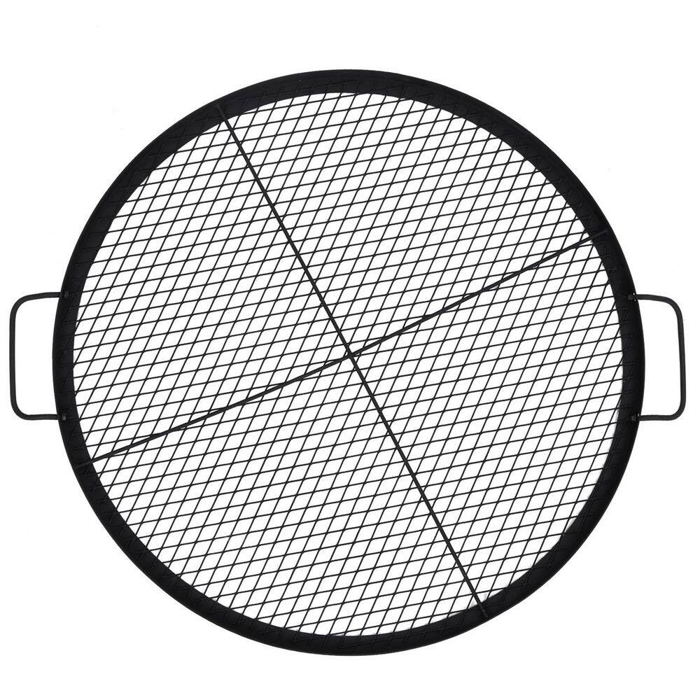Garvee 36 in. Round Cooking Grate for Fire Pit, Cross-Marks Campfire Grill Grate with Handle Garvee 36 in. Round Cooking Grate for Fire Pit, Cross-Marks Campfire Grill Grate with Handle
