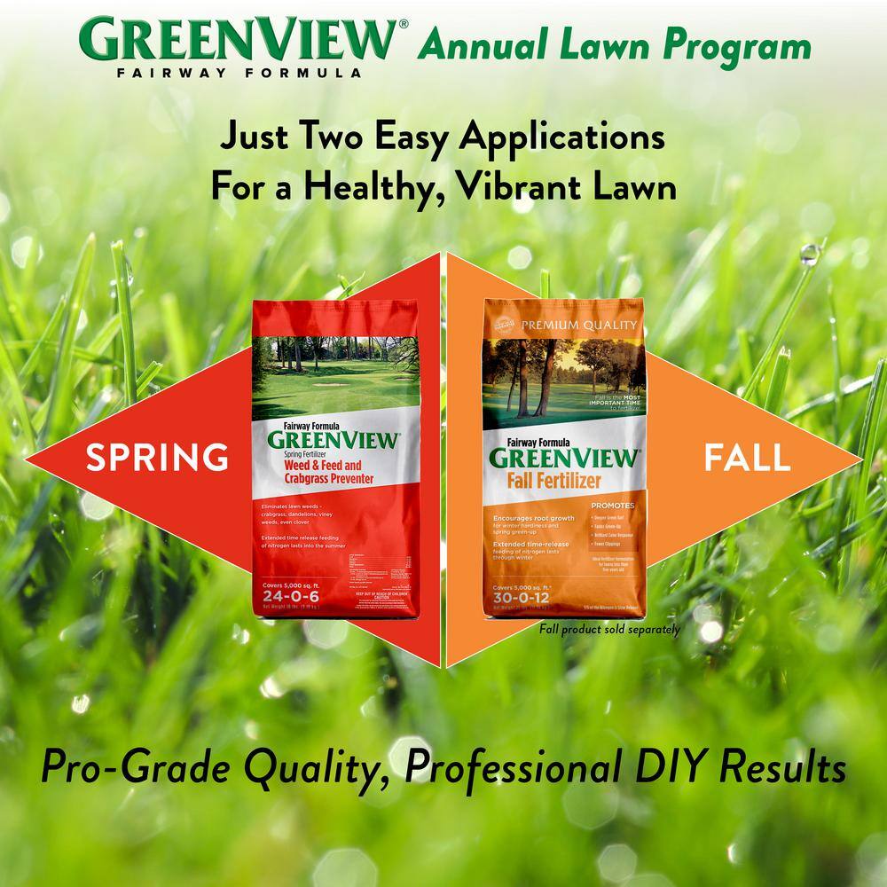 GreenView 2129193 36 lbs. Fairway Formula Spring Fertilizer Weed and Feed and Crabgrass Preventer, Covers 10,000 sq. ft. (24-0-6)12