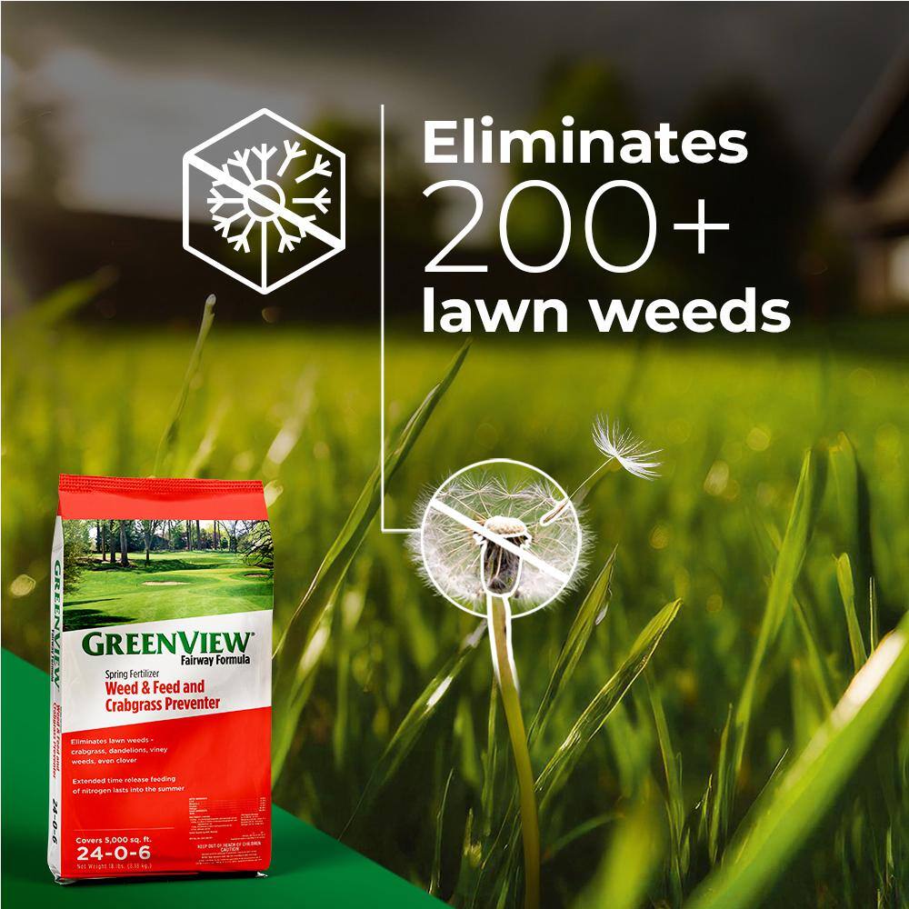 GreenView 2129193 36 lbs. Fairway Formula Spring Fertilizer Weed and Feed and Crabgrass Preventer, Covers 10,000 sq. ft. (24-0-6)6