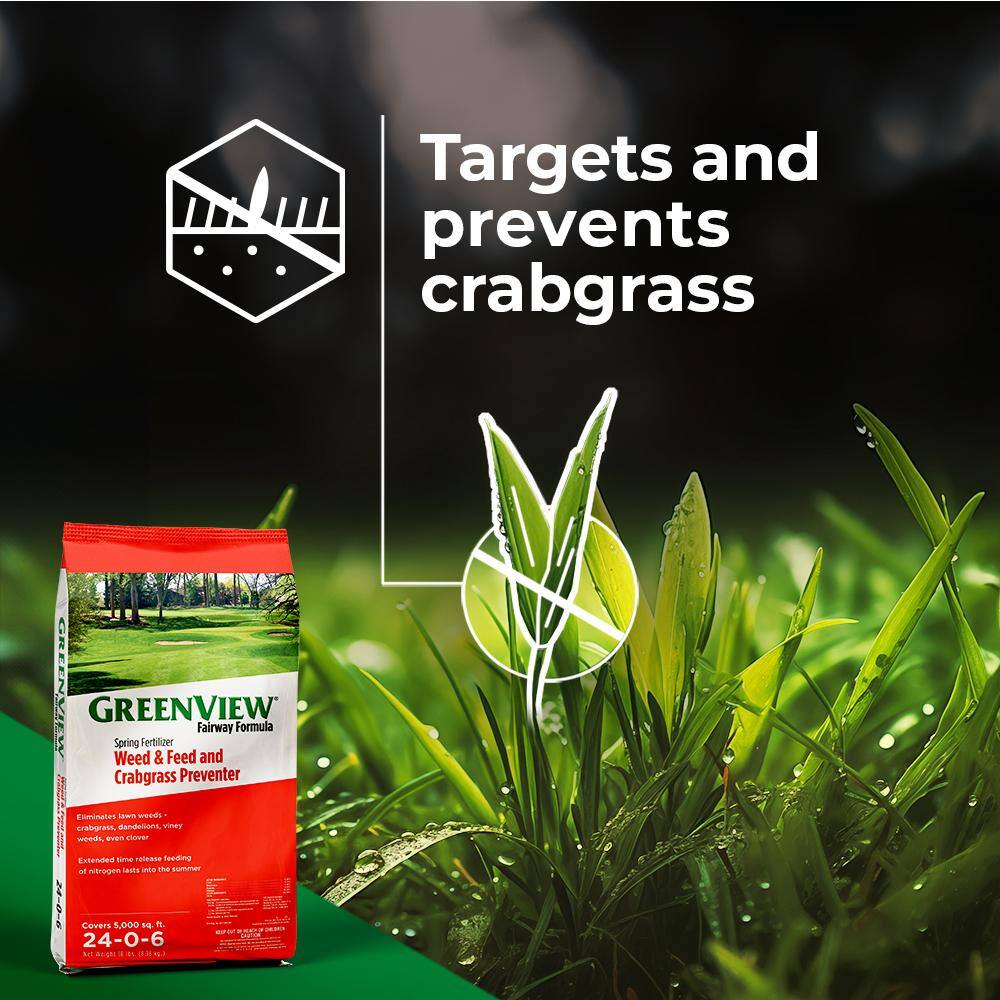 GreenView 2129193 36 lbs. Fairway Formula Spring Fertilizer Weed and Feed and Crabgrass Preventer, Covers 10,000 sq. ft. (24-0-6)7