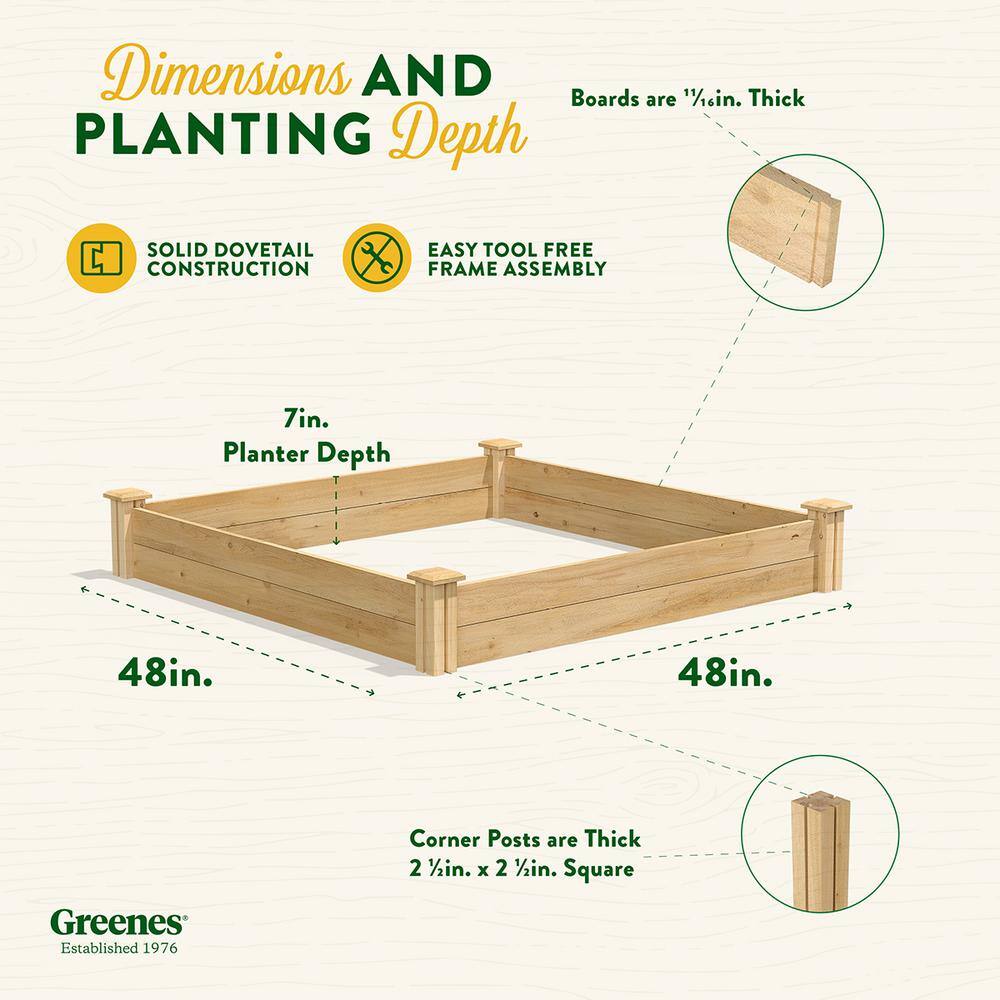 Greenes Fence RC 4C4 4 ft. x 4 ft. x 7 in. Original Cedar Raised Garden Bed1