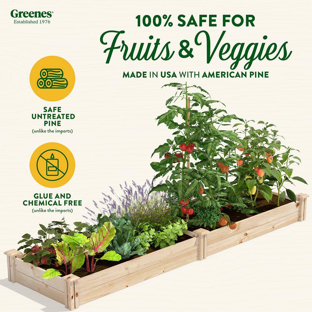 Greenes Fence RCP24967 2 ft. x 8 ft. x 7 in. Original Pine Raised Garden Bed3