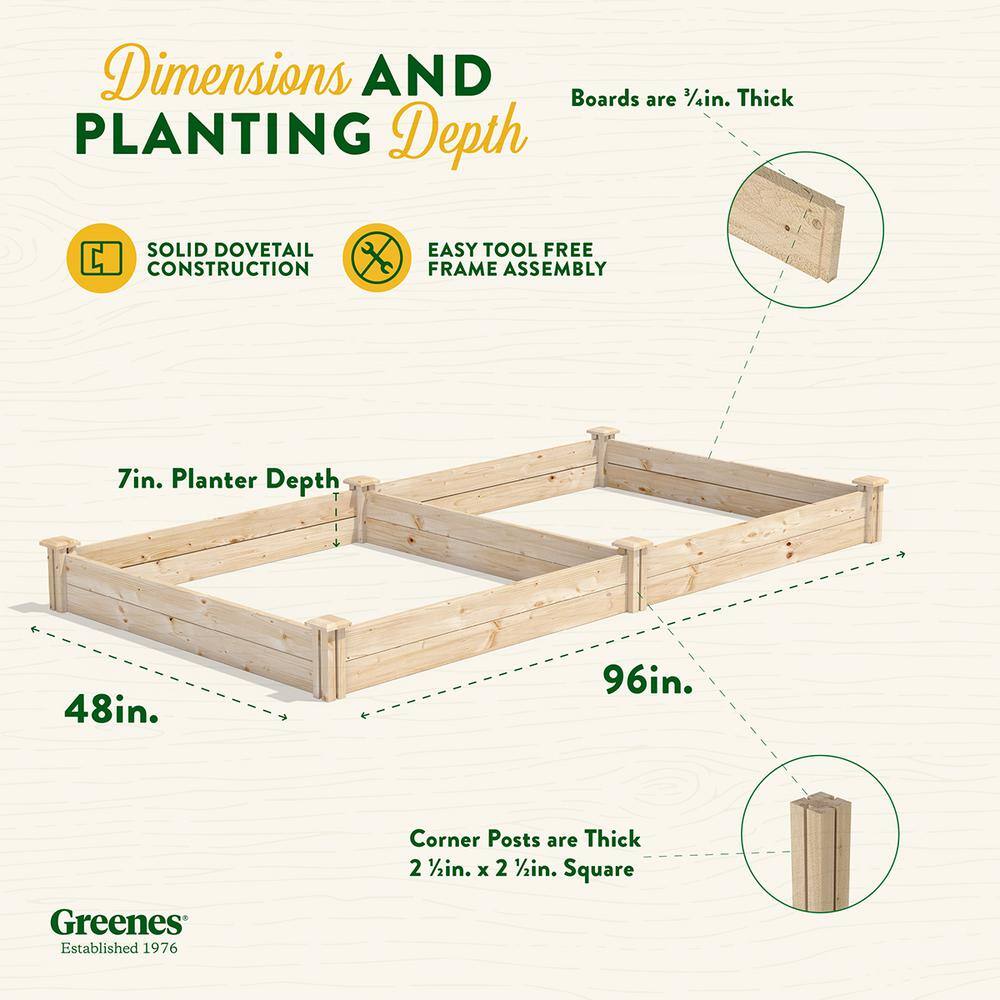 Greenes Fence RCP48967 4 ft. x 8 ft. x 7 in. Original Pine Raised Garden Bed1