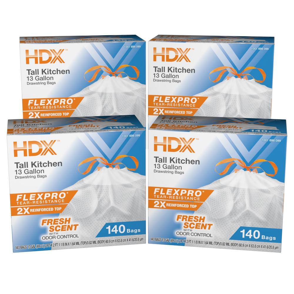 HDX FlexPro 13 Gallon Reinforced Top Fresh Scent Tall Kitchen Trash Bag (560-Count) HDX FlexPro 13 Gallon Reinforced Top Fresh Scent Tall Kitchen Trash Bag (560-Count)
