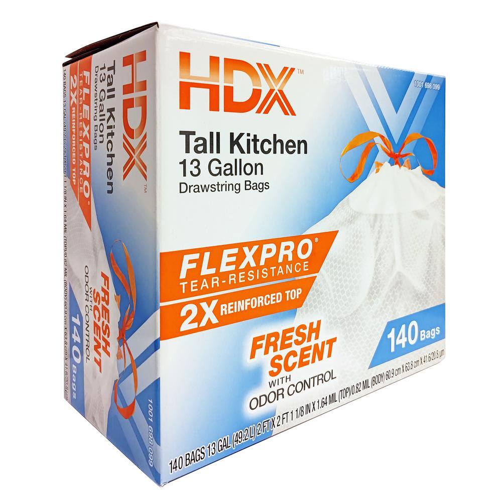HDX FlexPro 13 Gallon Reinforced Top Fresh Scent Tall Kitchen Trash Bag (560-Count)9