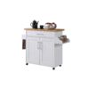 HODEDAH White Kitchen Island with Spice Rack and Towel Holder