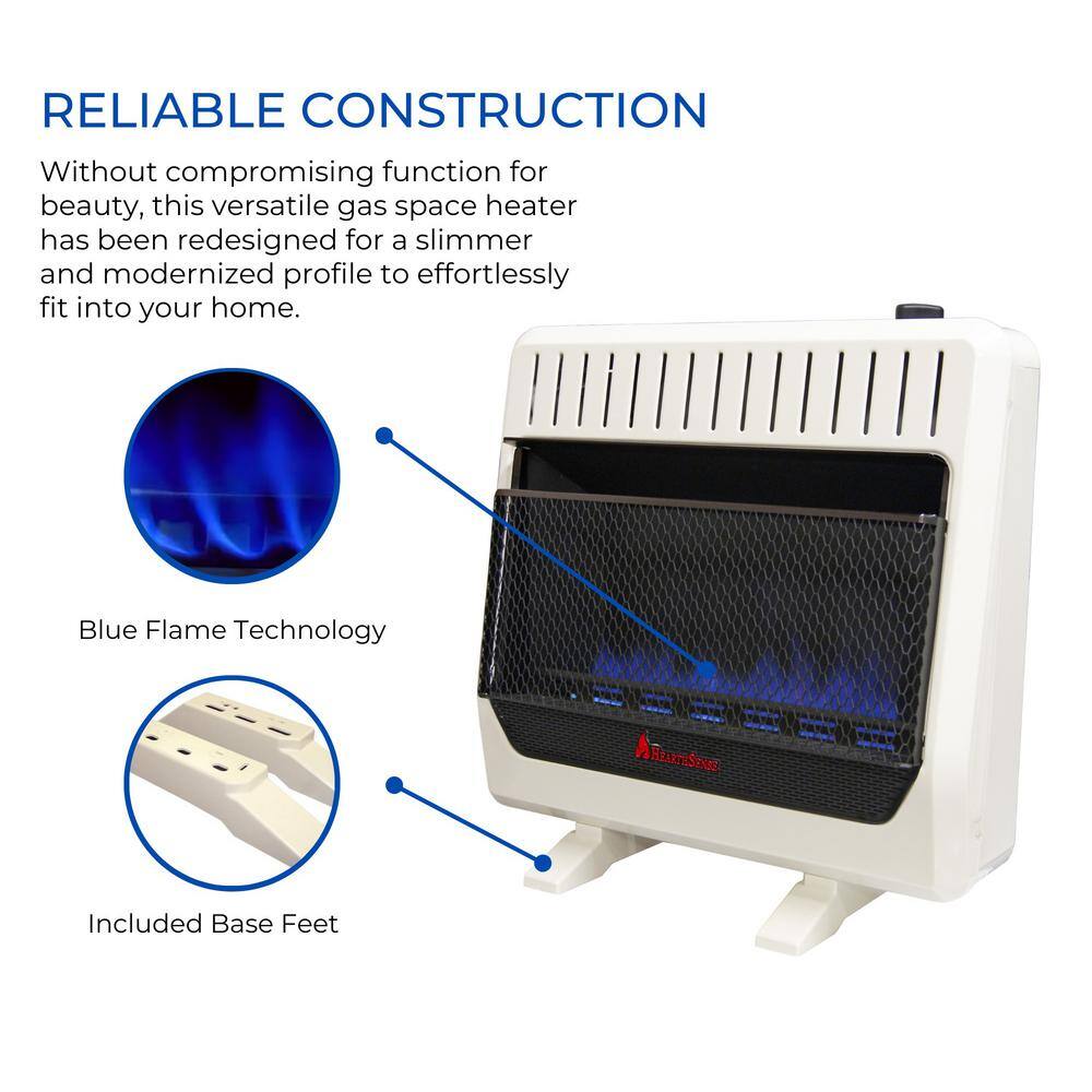 HearthSense 171101 30,000 BTU Vent Free Dual Fuel (NG or LP) Blue Flame Heater with Base Feet - T-Stat Control11