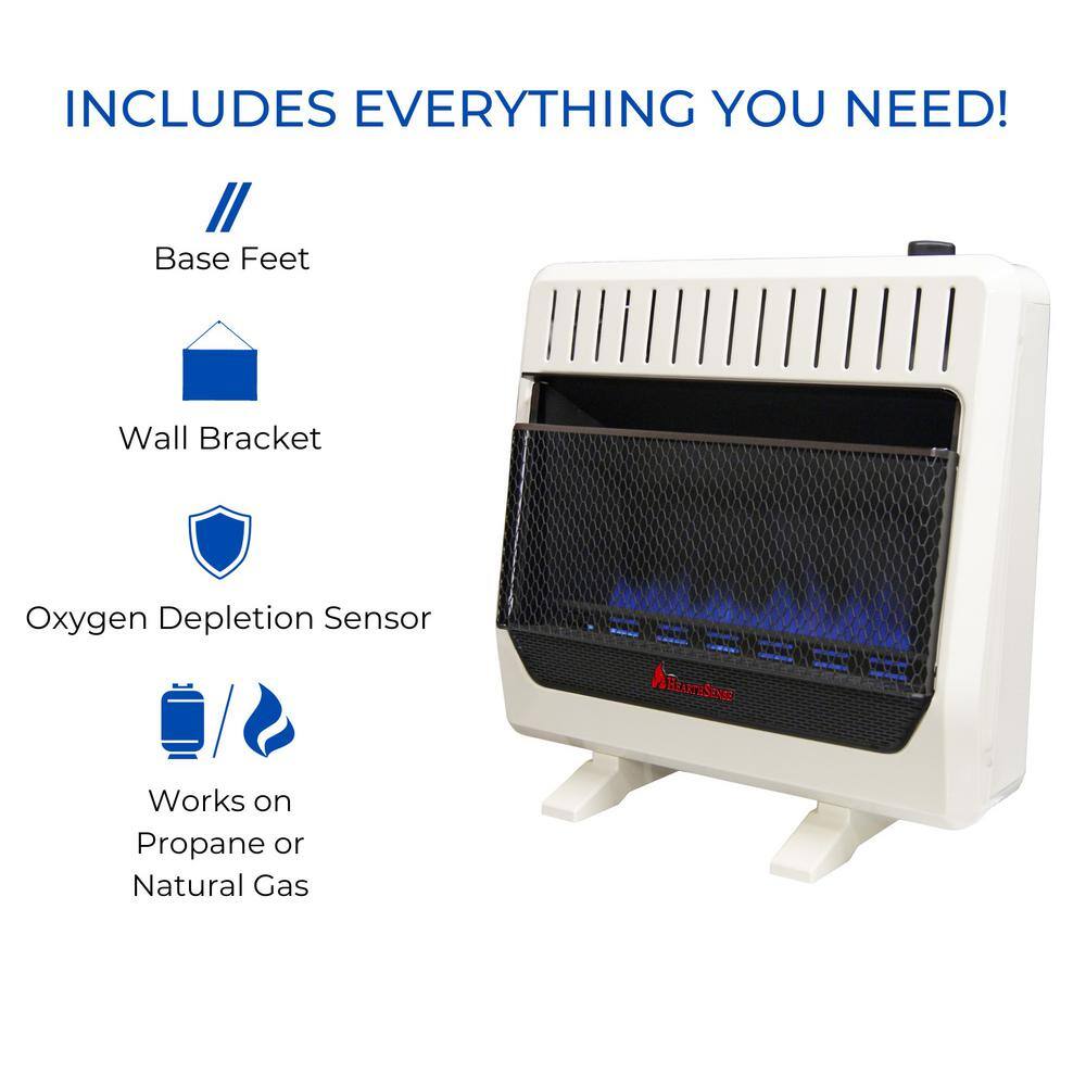 HearthSense 171101 30,000 BTU Vent Free Dual Fuel (NG or LP) Blue Flame Heater with Base Feet - T-Stat Control17