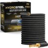 HydroSteel 8587 Pro 5/8 in. Dia x 75 ft. Heavy-Duty Flexible Light-Weight 304 Stainless Steel Metal Water Hose with Brass Nozzle