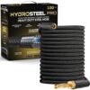 HydroSteel 8588 Pro 100 ft. Heavy-Duty Flexible Lightweight 304 Stainless Steel Metal Water Hose with Brass Nozzle