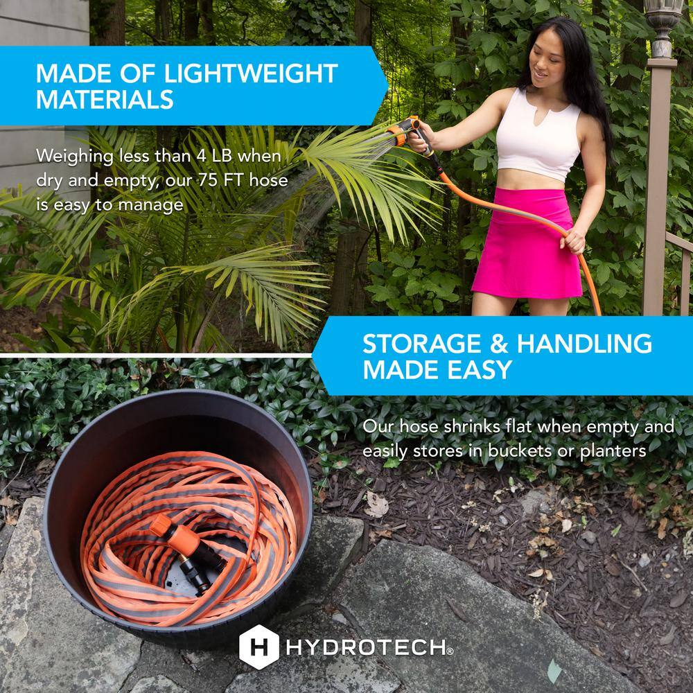 Hydrotech 5616C3 5 8 in. Dia x 75 ft. Flexible FlatJacket Garden Water Hose3