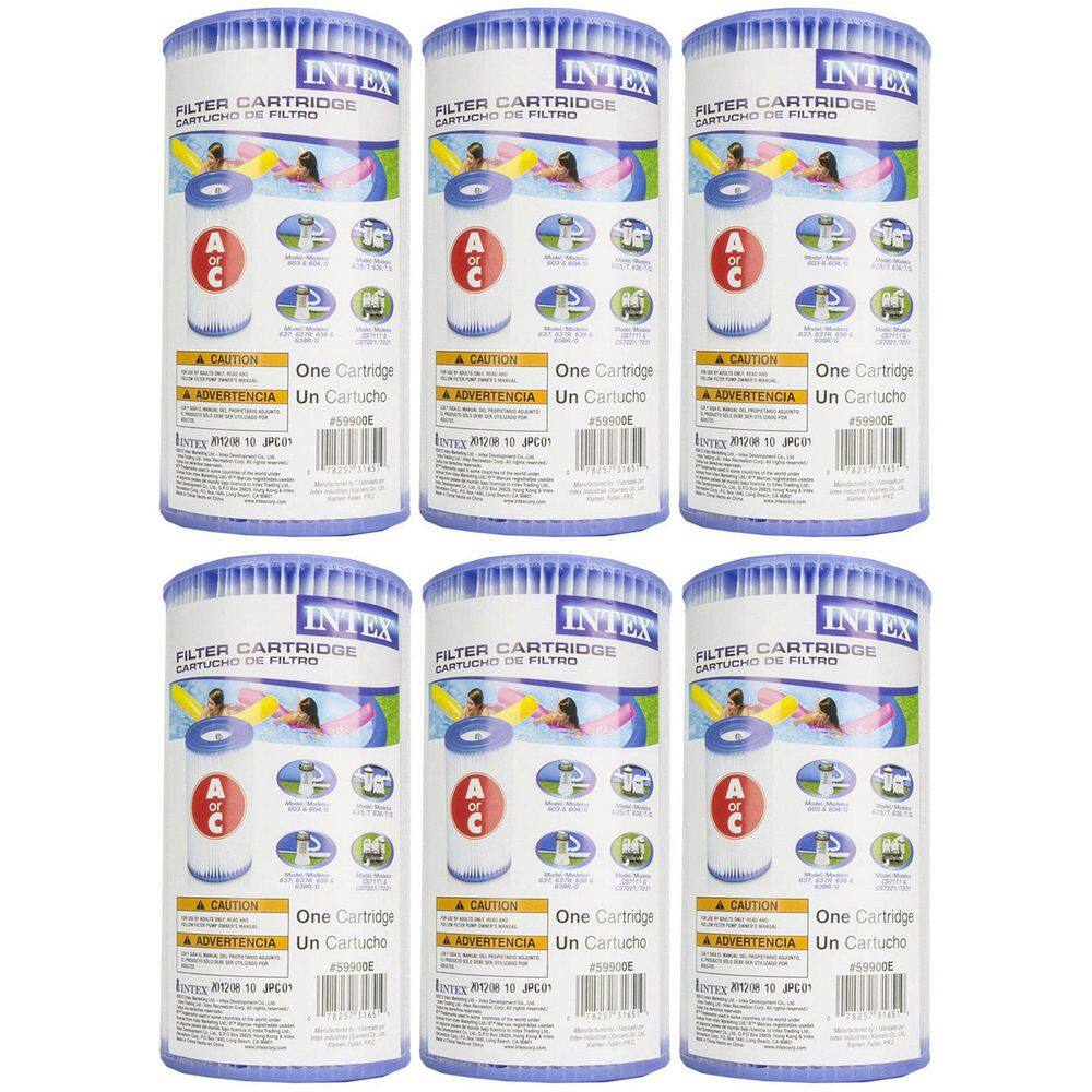 Intex 26175EH629000E 18 ft. x 48 in. Round Inflatable Easy Set Above Ground Pool Set Filter Cartridge (6)8