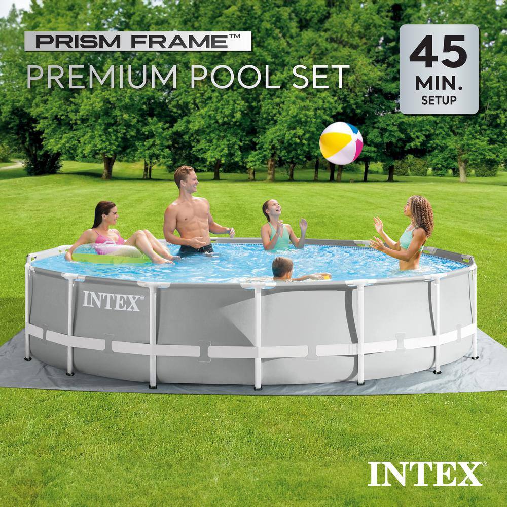 Intex 26723EH-HD 15 ft. x 42 in. Round 42 in. Metal Frame Above Ground Swimming Pool Set with Filter11