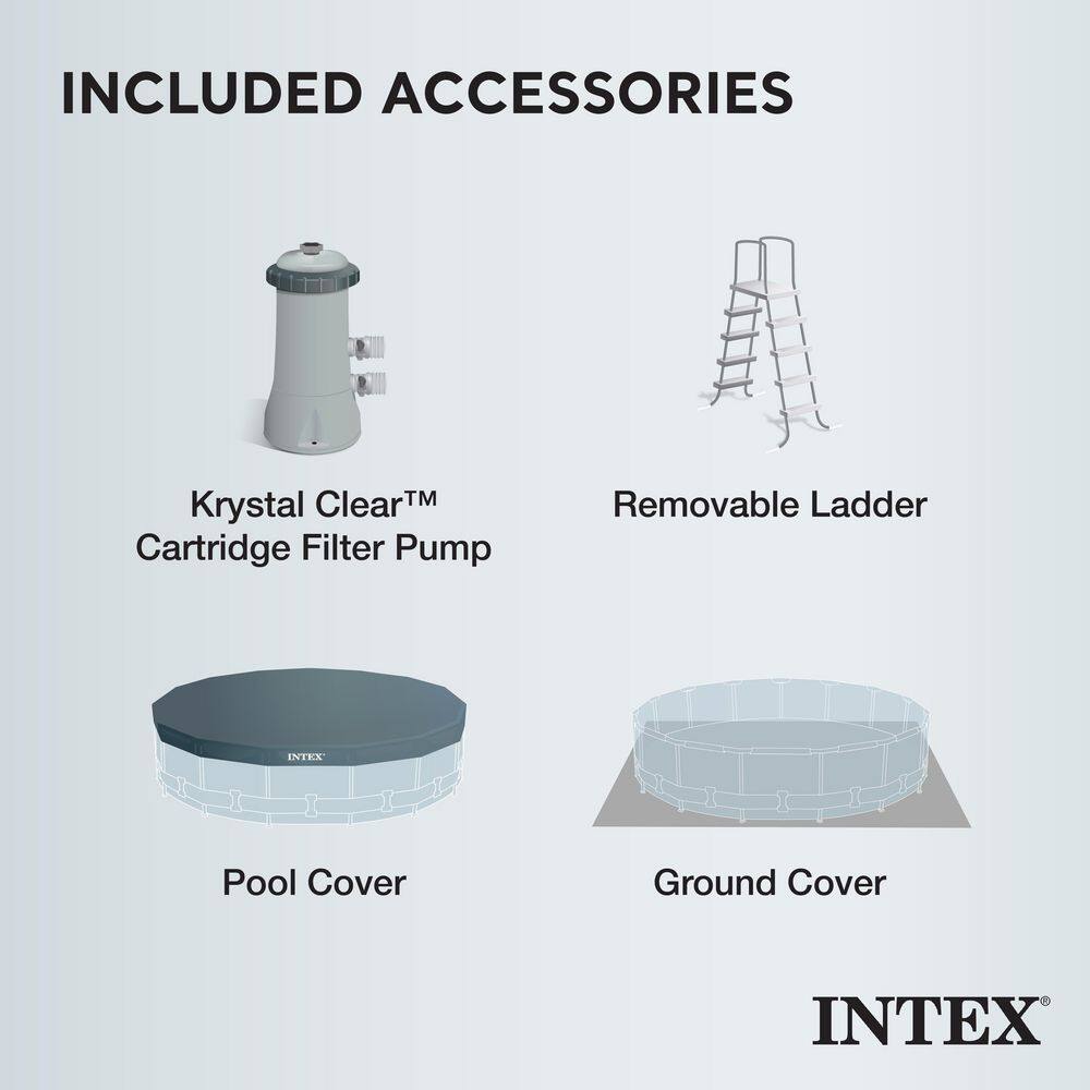 Intex 26723EH-HD 15 ft. x 42 in. Round 42 in. Metal Frame Above Ground Swimming Pool Set with Filter2