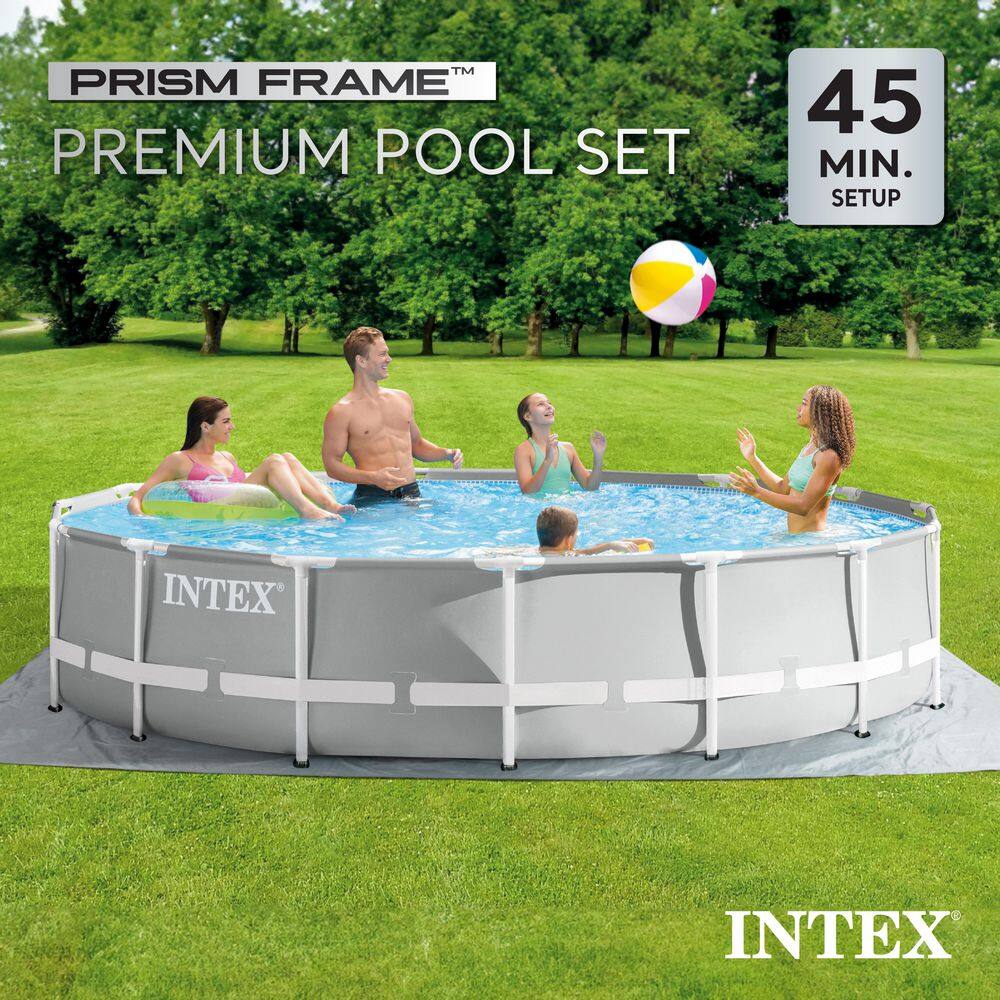 Intex 26723EH-HD 15 ft. x 42 in. Round 42 in. Metal Frame Above Ground Swimming Pool Set with Filter4