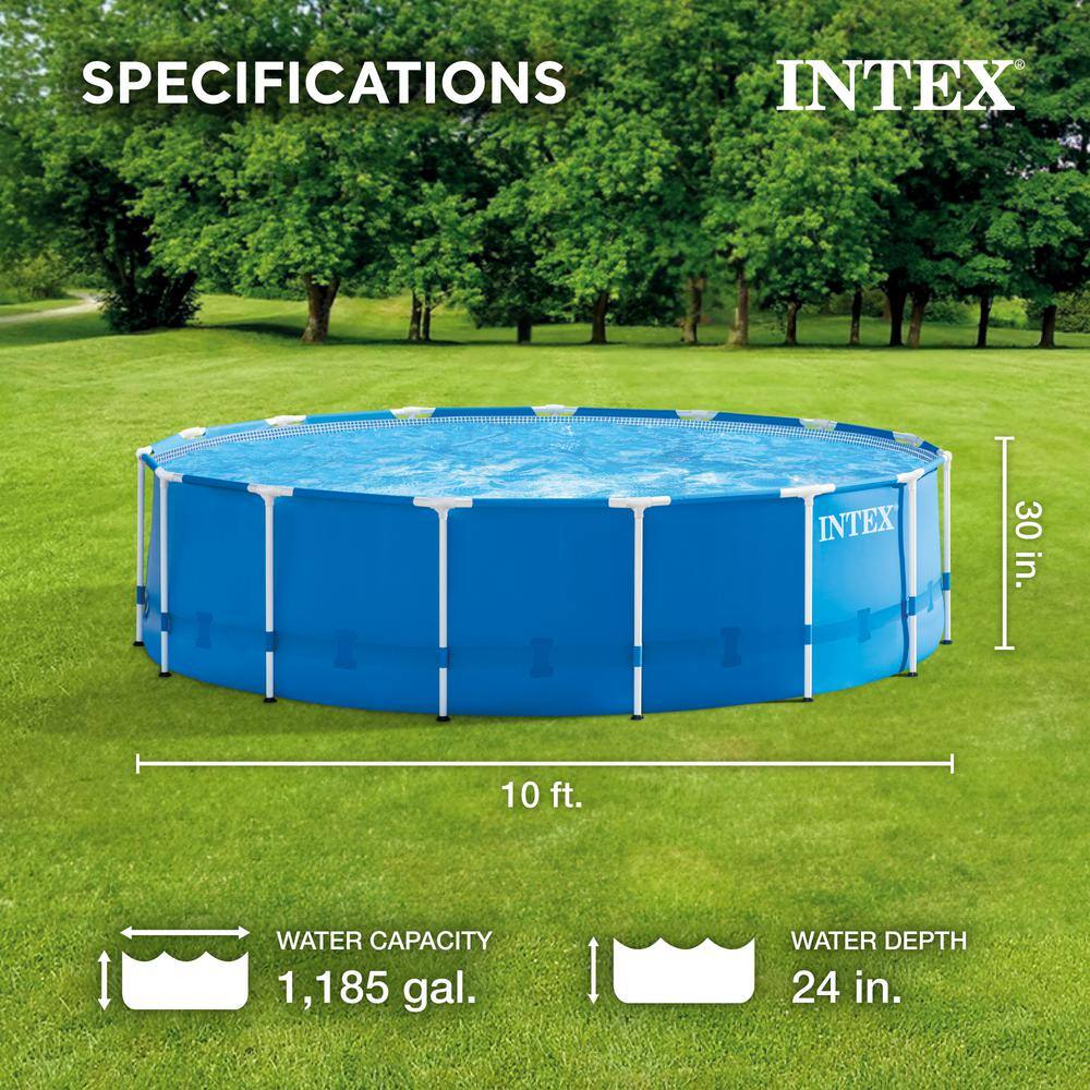 Intex 28201EH-HD 10 ft. Round x 30 in. Deep Metal Frame Soft Sided Above Ground Pool with 330 GPH Filter Pump1