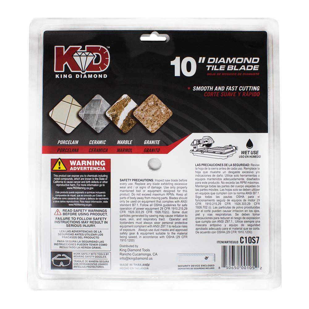 KING DIAMOND C10S7 10 in. Diamond Tile Circular Saw Blade5