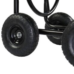 Karl home 219702535936 Black Iron 4-Wheel Hose Reel Truck