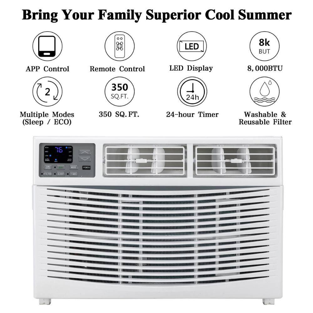 Karl home 8,000 BTU 115V Window Air Conditioner Cools 350 Sq. Ft. with Remote Control in White4