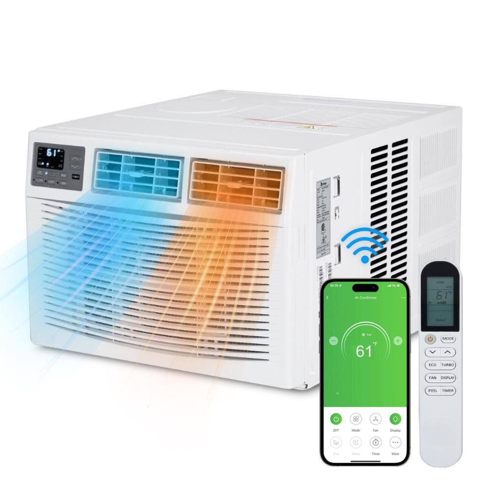 Karl home K1G46000635 8000 BTU (DOE) 115-Volt WIFI Window Air Conditioner Cools 350 sq. ft. with Heater with Remote in White1