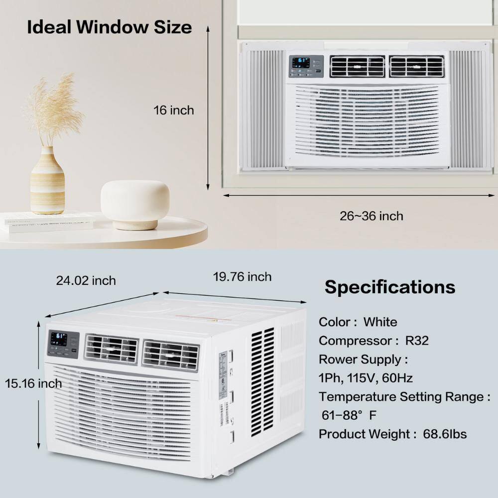 Karl home K1G46000635 8000 BTU (DOE) 115-Volt WIFI Window Air Conditioner Cools 350 sq. ft. with Heater with Remote in White5