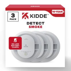 Kidde 21031468 10-Year Battery Powered Smoke Detector with Photoelectric Sensor (3-Pack)