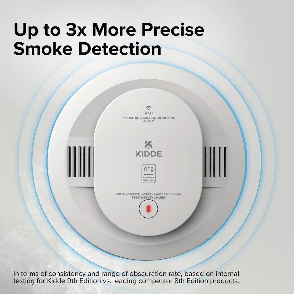 Kidde 21033276 Hardwired Ring App Enabled Smart Smoke Detector with AA Backup Battery, Voice Alerts, Interconnected Alarm11