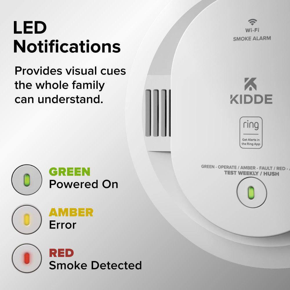 Kidde 21033276 Hardwired Ring App Enabled Smart Smoke Detector with AA Backup Battery, Voice Alerts, Interconnected Alarm17
